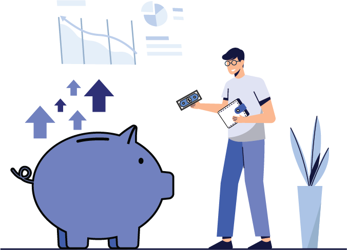 Man saving money illustration
